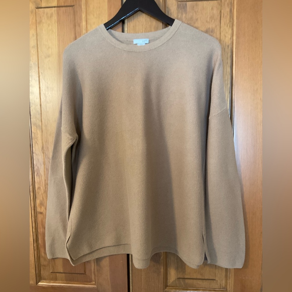 J. Jill Women’s Cotton Crewneck Sweater in Tan. Size Large.
